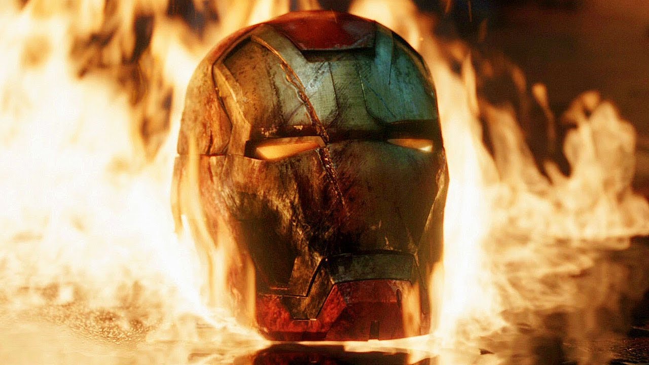 Iron Man Helmet Burning - HD Wallpaper 