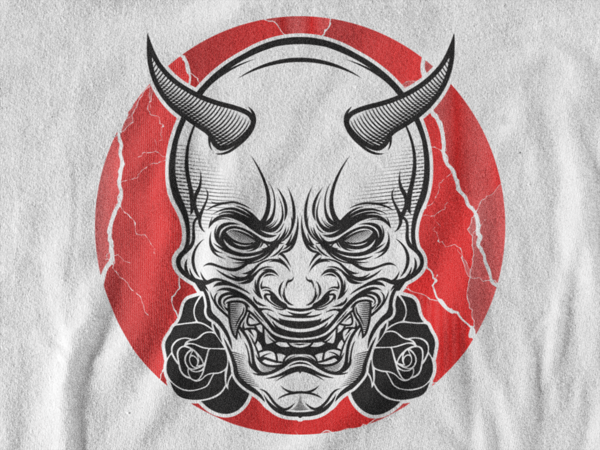 White Organic Cotton Pocket Logo T-shirt - Bad Oni Mask Tattoo - HD Wallpaper 