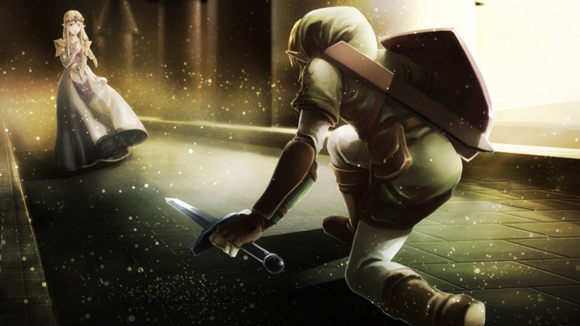 Link And Zelda Wallpaper Hd - HD Wallpaper 