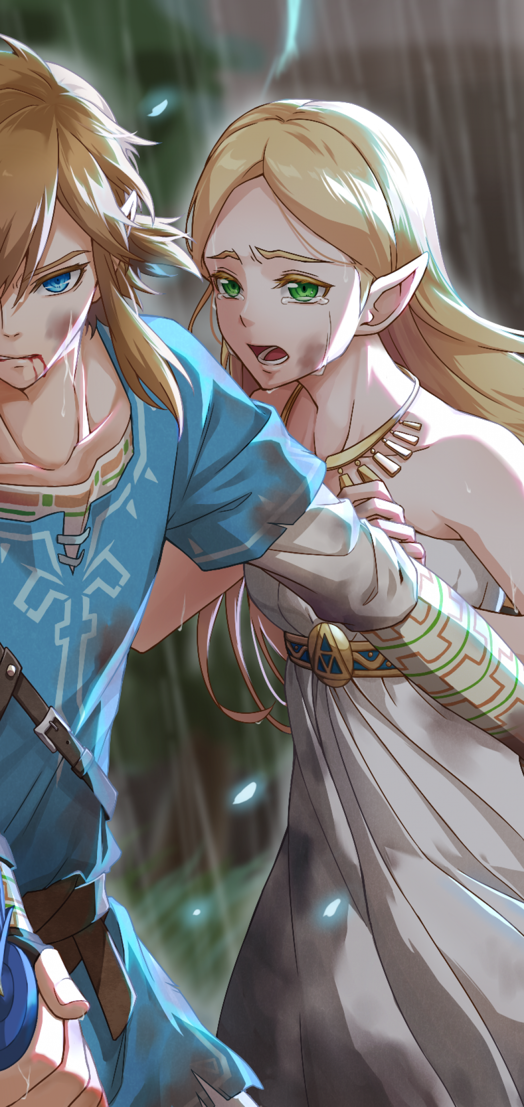 Link, Princess Zelda, Crying, Tears, The Legend Of - HD Wallpaper 