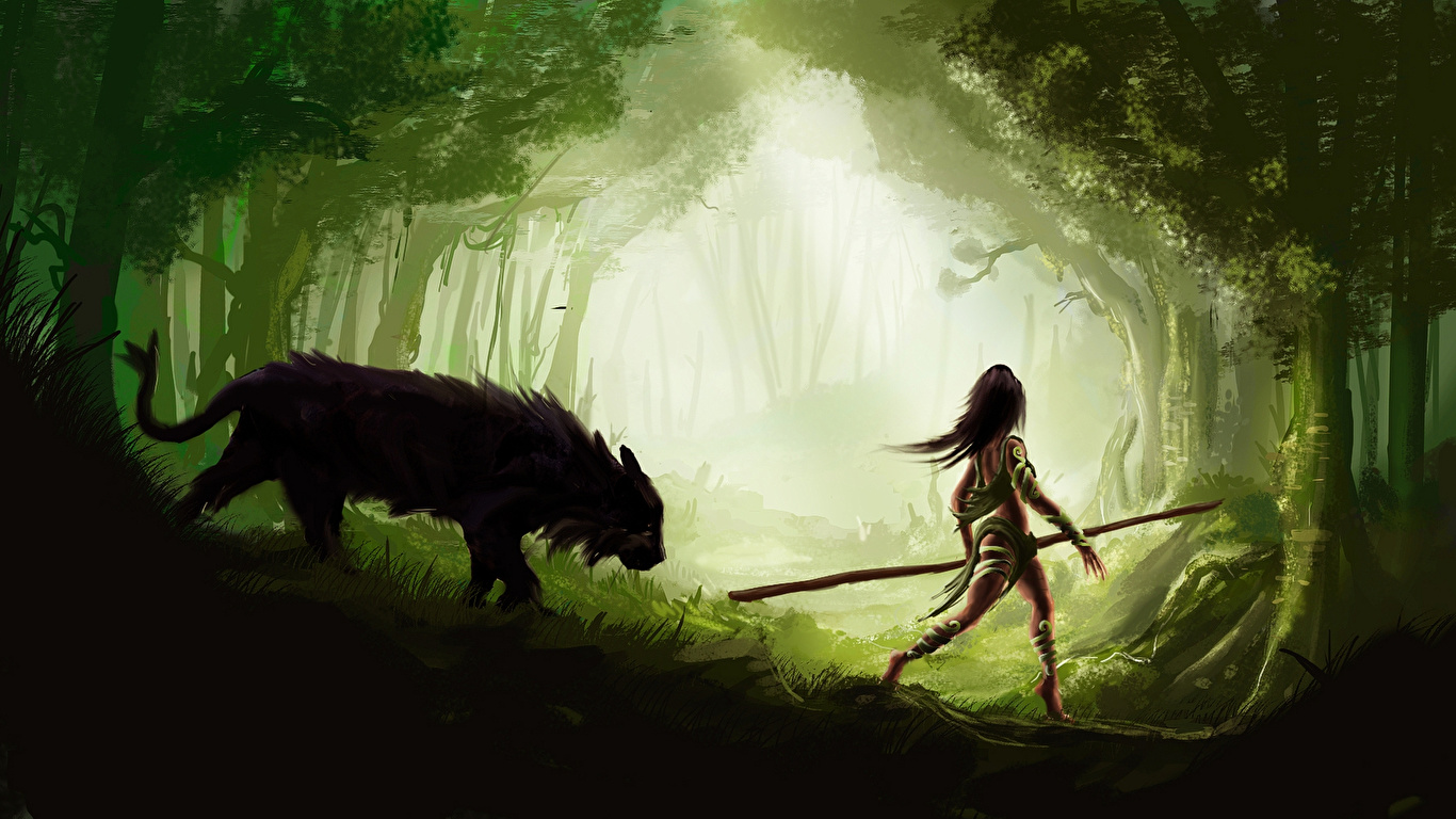 Fantasy Druid With Animals - HD Wallpaper 