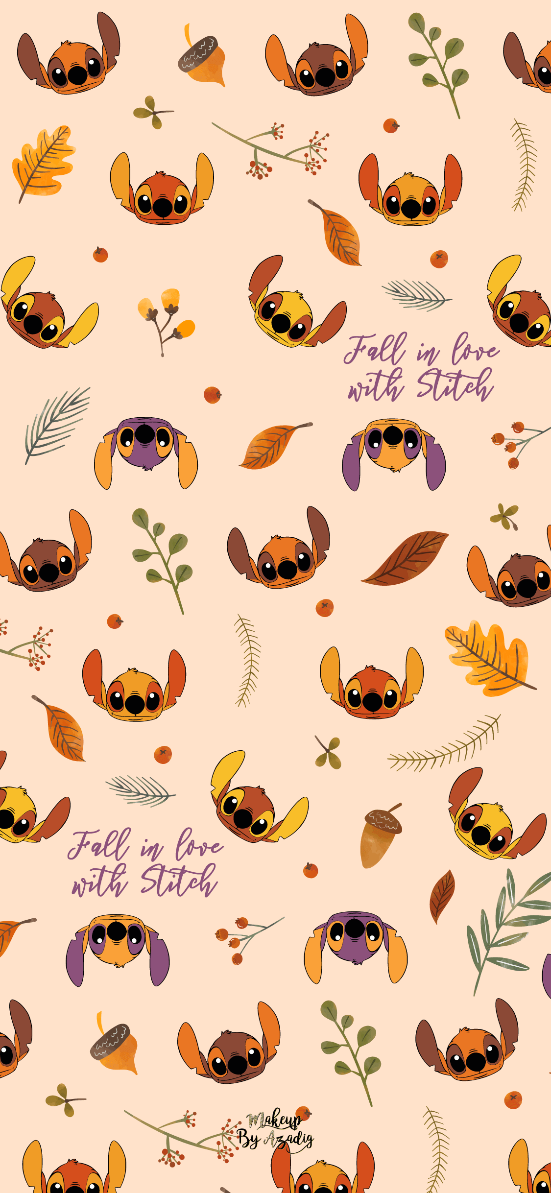 Fond Decran Wallpaper Stitch Autumn Automne Fallinlove - Disney Fall Wallpaper Iphone - HD Wallpaper 