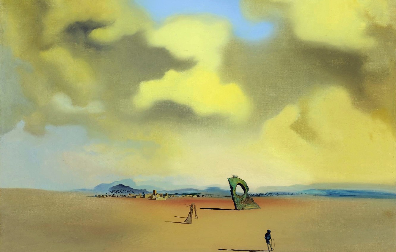 Photo Wallpaper Surrealism, Picture, Salvador Dali, - Night Spectre On The Beach - HD Wallpaper 