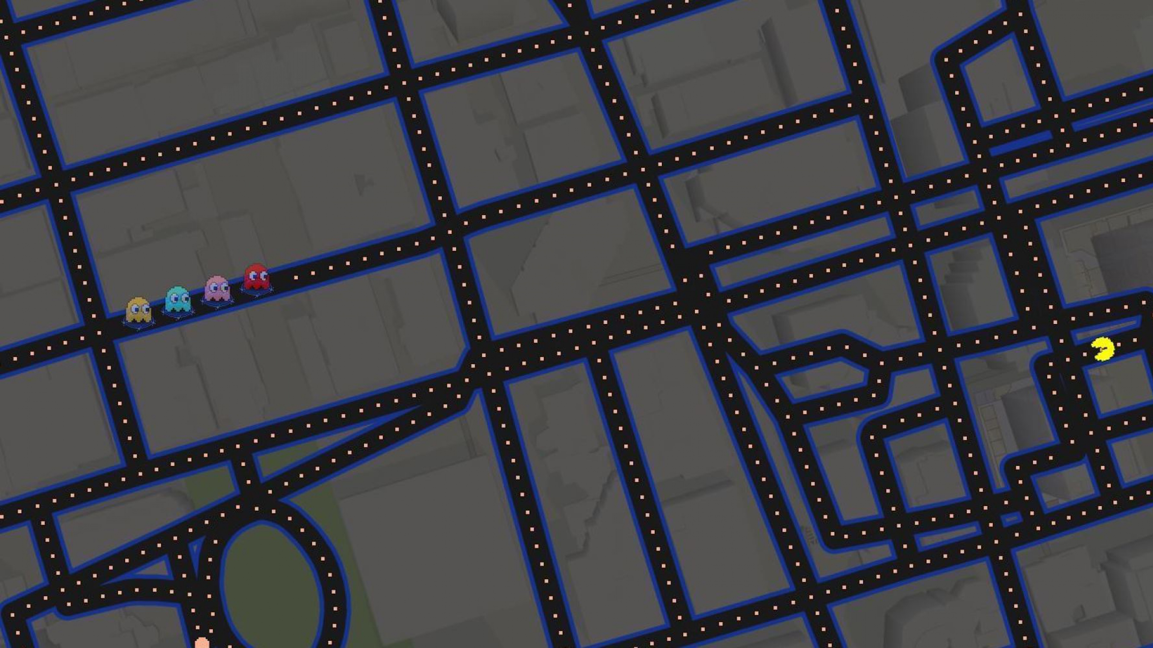 Google Maps Pacman Art 4k - Google Maps 4k - HD Wallpaper 