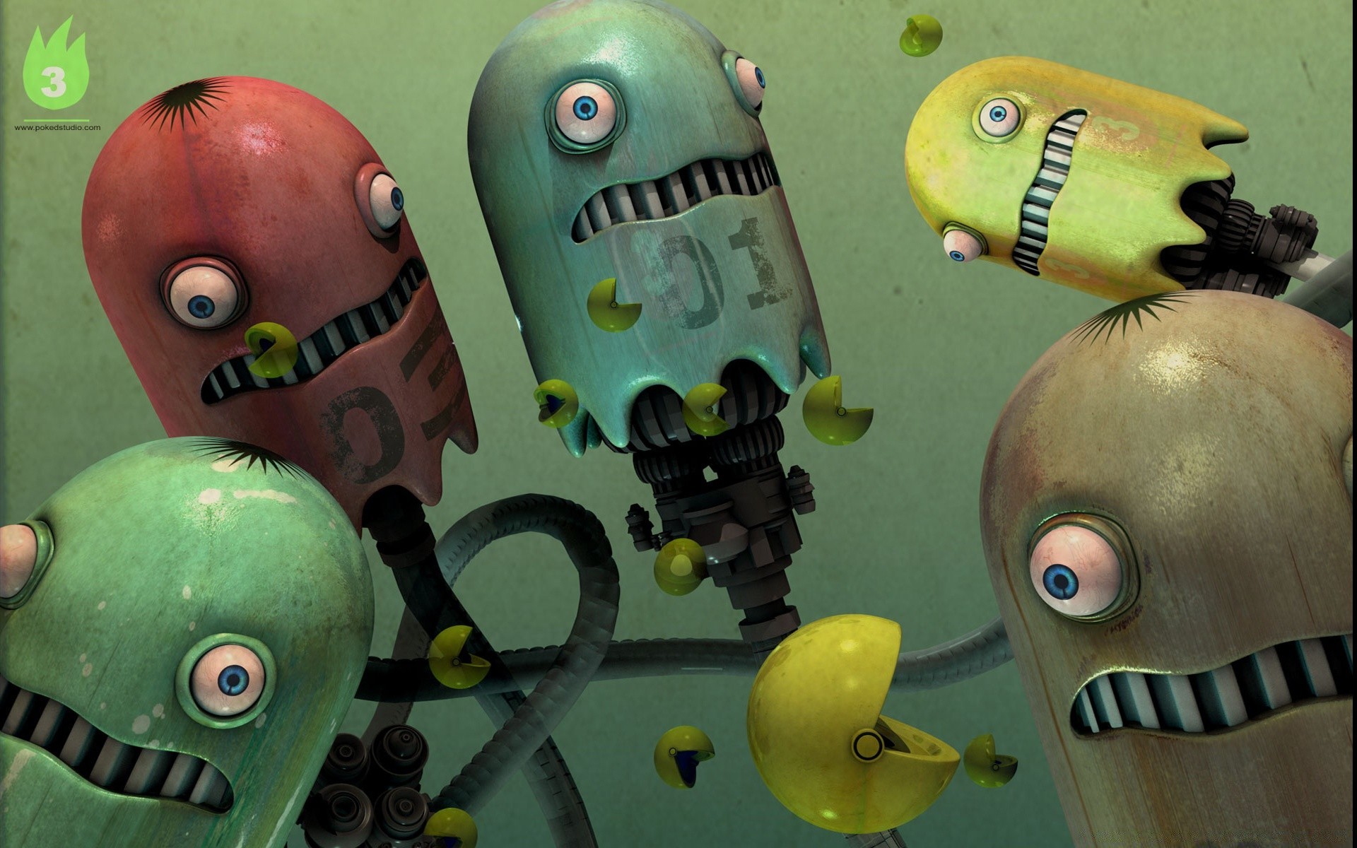 Humor And Satire Extraterrestrial Being Toy Art Monster - Pac Man Word Ghosts - HD Wallpaper 