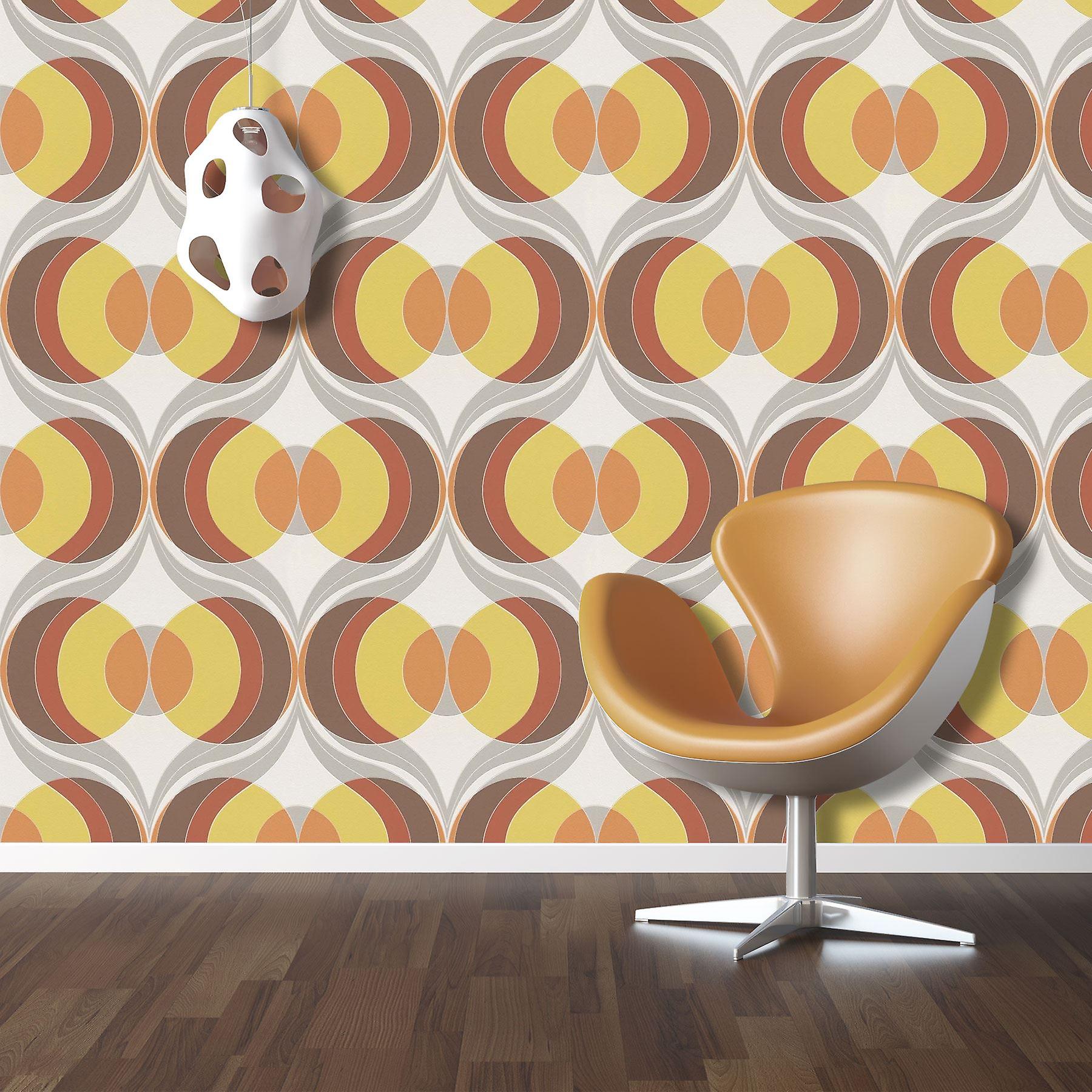 Retro Circle Wallpaper Luxury Paste The Wall Vinyl - 70 Er Tapet - HD Wallpaper 