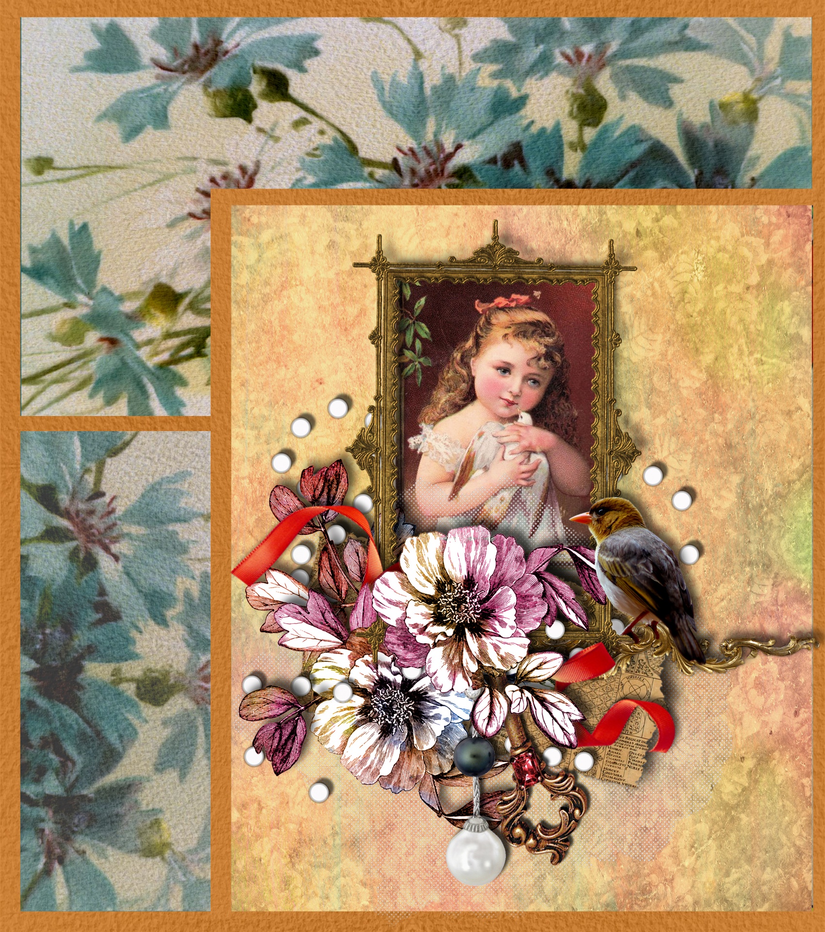 Floral Flowers Vintage Free Photo - Picture Frame - HD Wallpaper 
