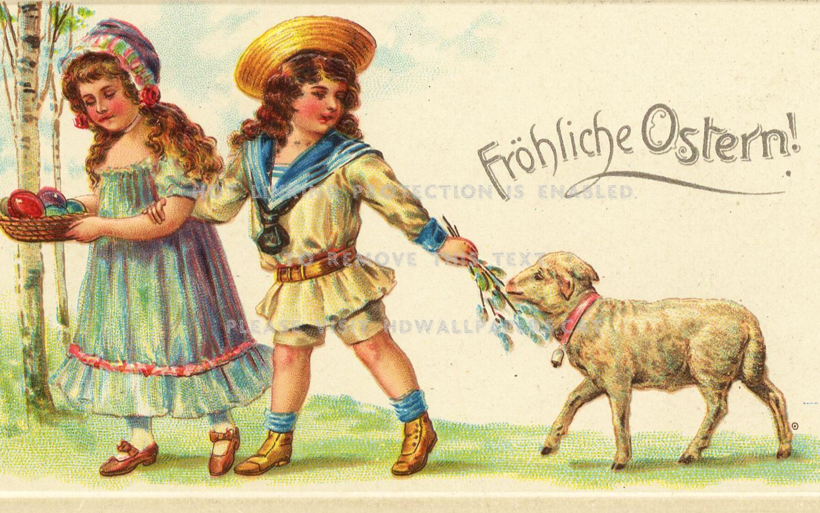 Happy Easter Sheep Vintage Girl Boy Artwork - Vintage Clothing - HD Wallpaper 