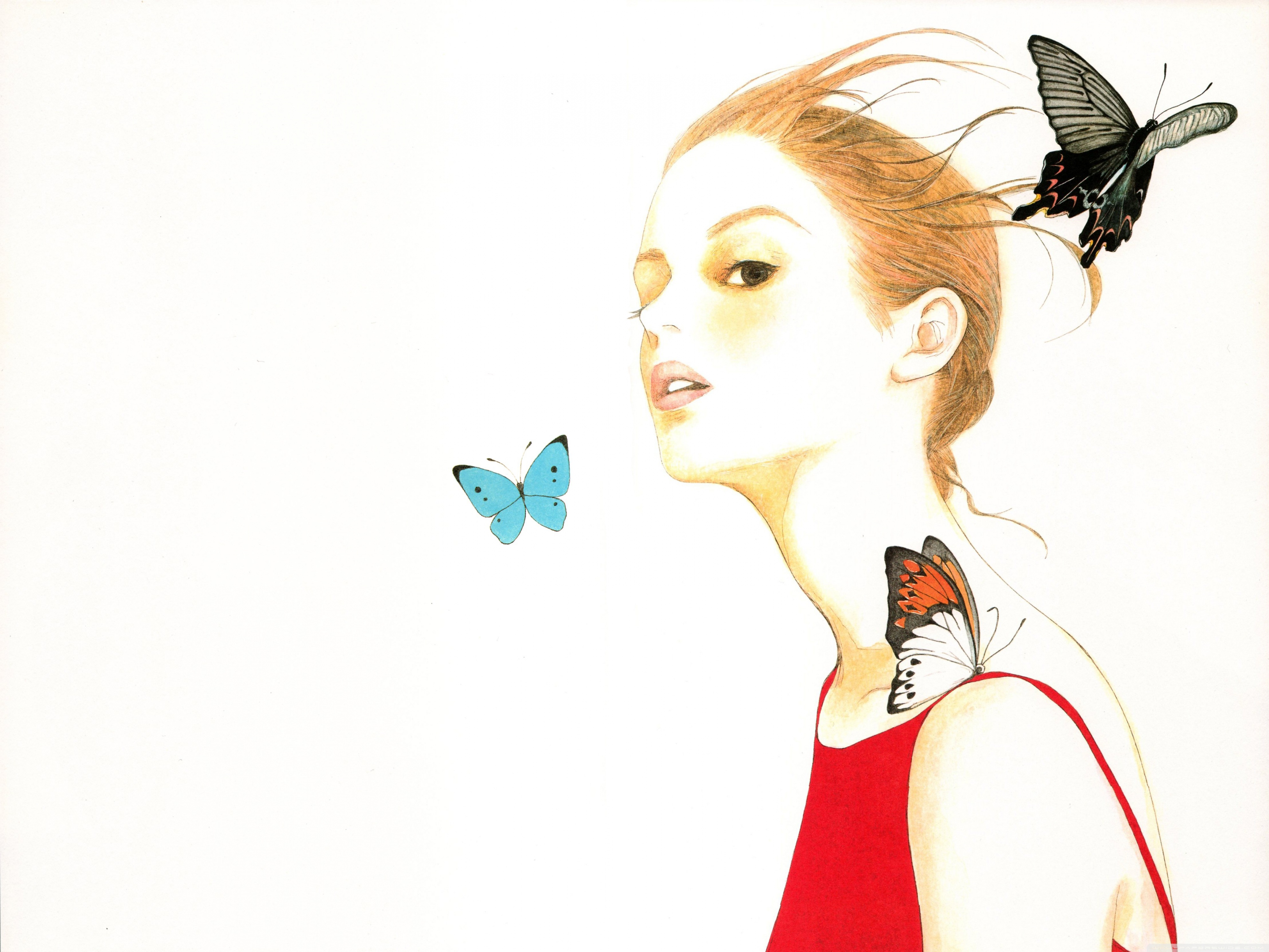 Girl Drawing Hd Desktop Wallpaper For Tablet Smartphone - HD Wallpaper 