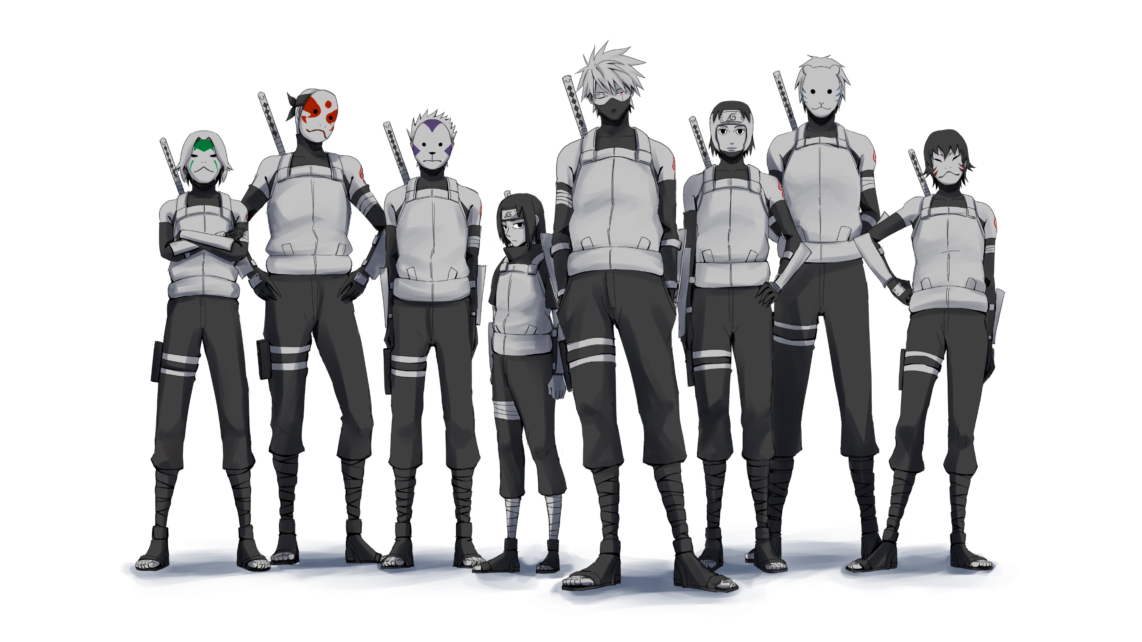 Anbu, Squad, Kakashi, Itachi, Yamato, 4k, - Anbu Naruto - HD Wallpaper 