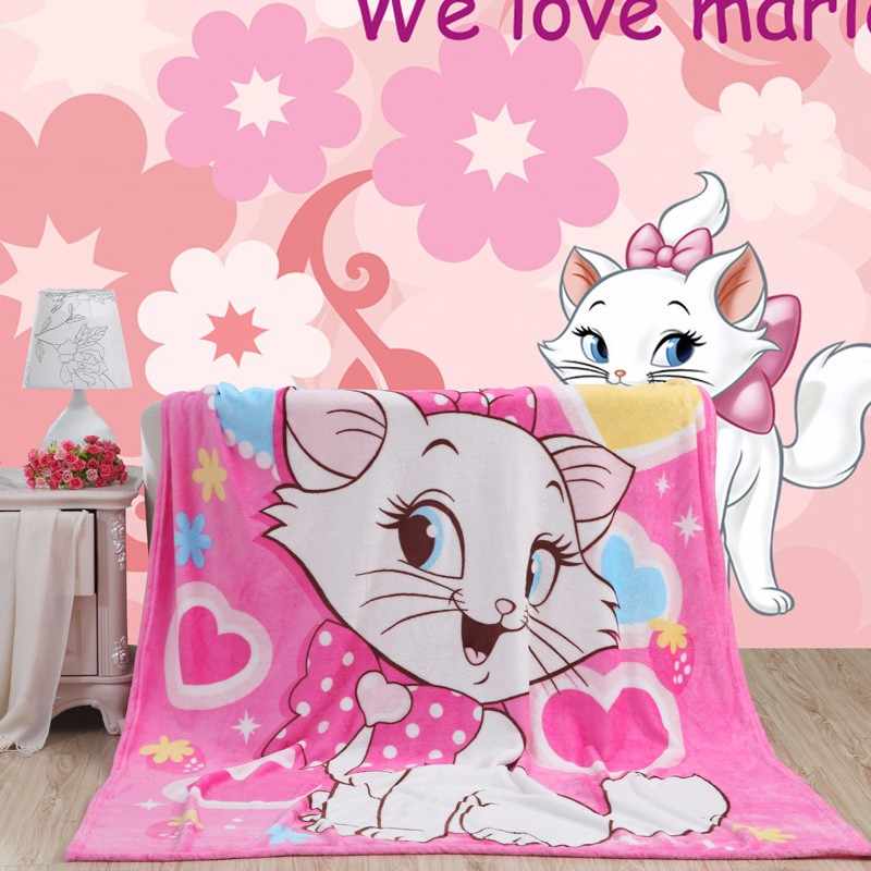 Cartoon Marie Cat Coral Fuzzy Blankets On Bed/couch - Marie The Cat - HD Wallpaper 