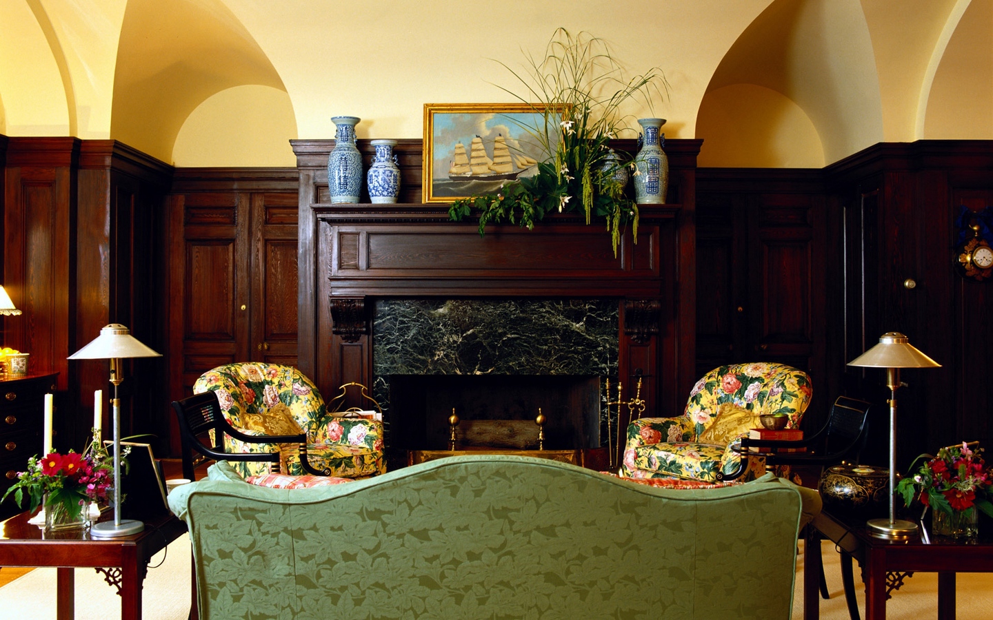 Wallpaper Living Room, Retro, Style, Furniture, Elegant - Furniture - HD Wallpaper 