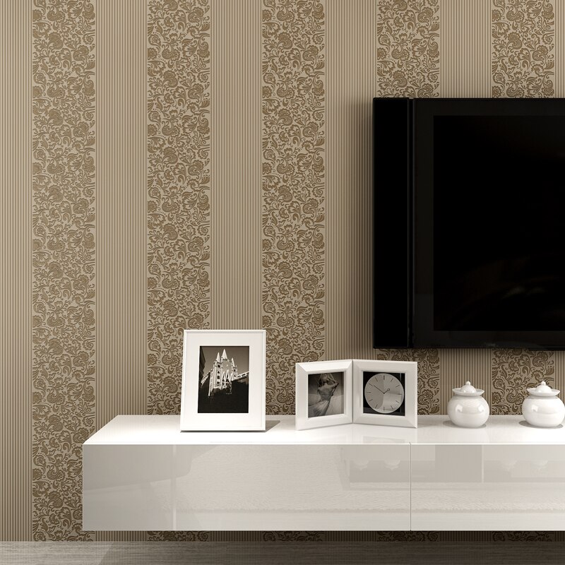 Elegant Wallpaper Design For Living Room Striped - HD Wallpaper 