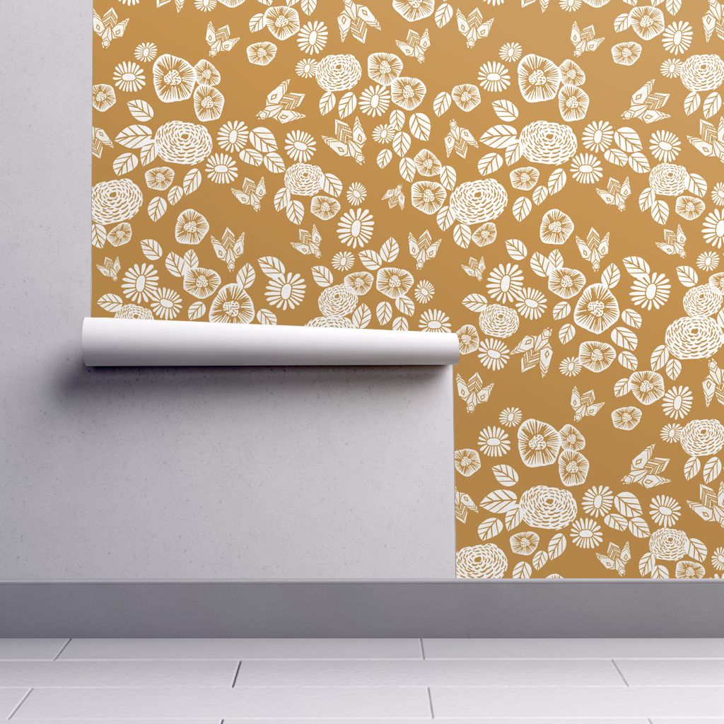 Mustard Yellow Floral - HD Wallpaper 