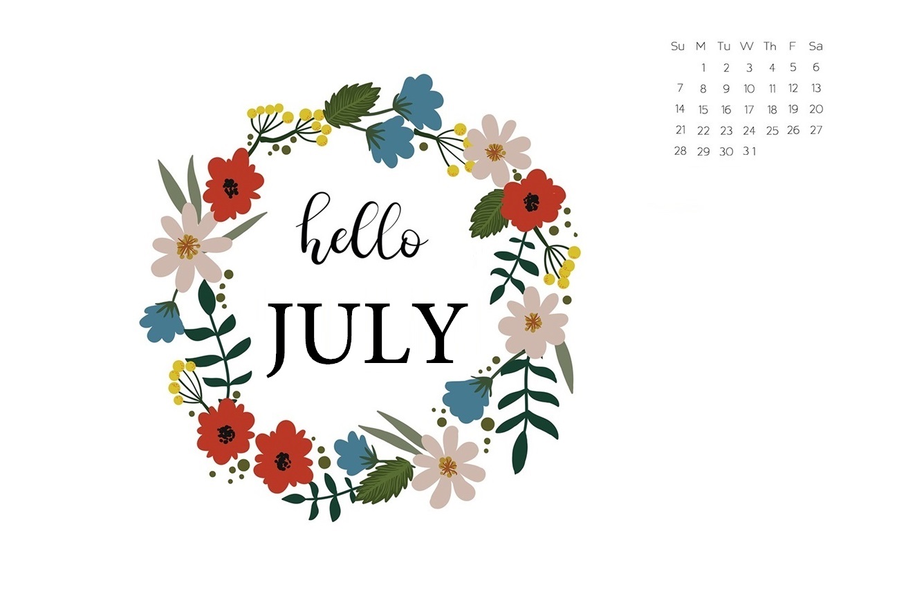 Floral July 2019 Desktop Wallpaper - Desktop Calendar Wallpaper July 2019 - HD Wallpaper 