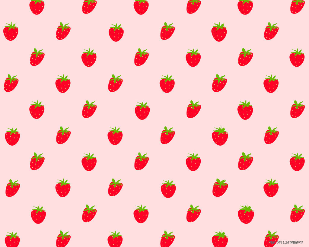 Kawaii Strawberry Wallpaper - Cute Strawberry Pc Background - HD Wallpaper 