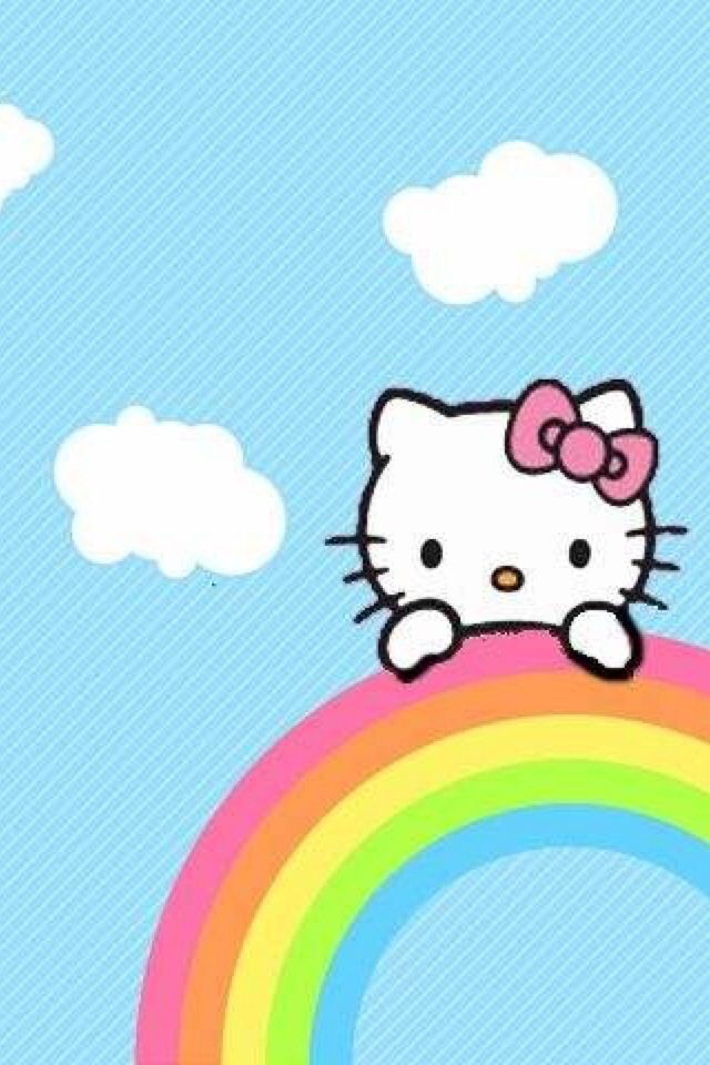 Rainbow Hello Kitty Wallpaper 640x960, - Hello Kitty Rainbow Background - HD Wallpaper 