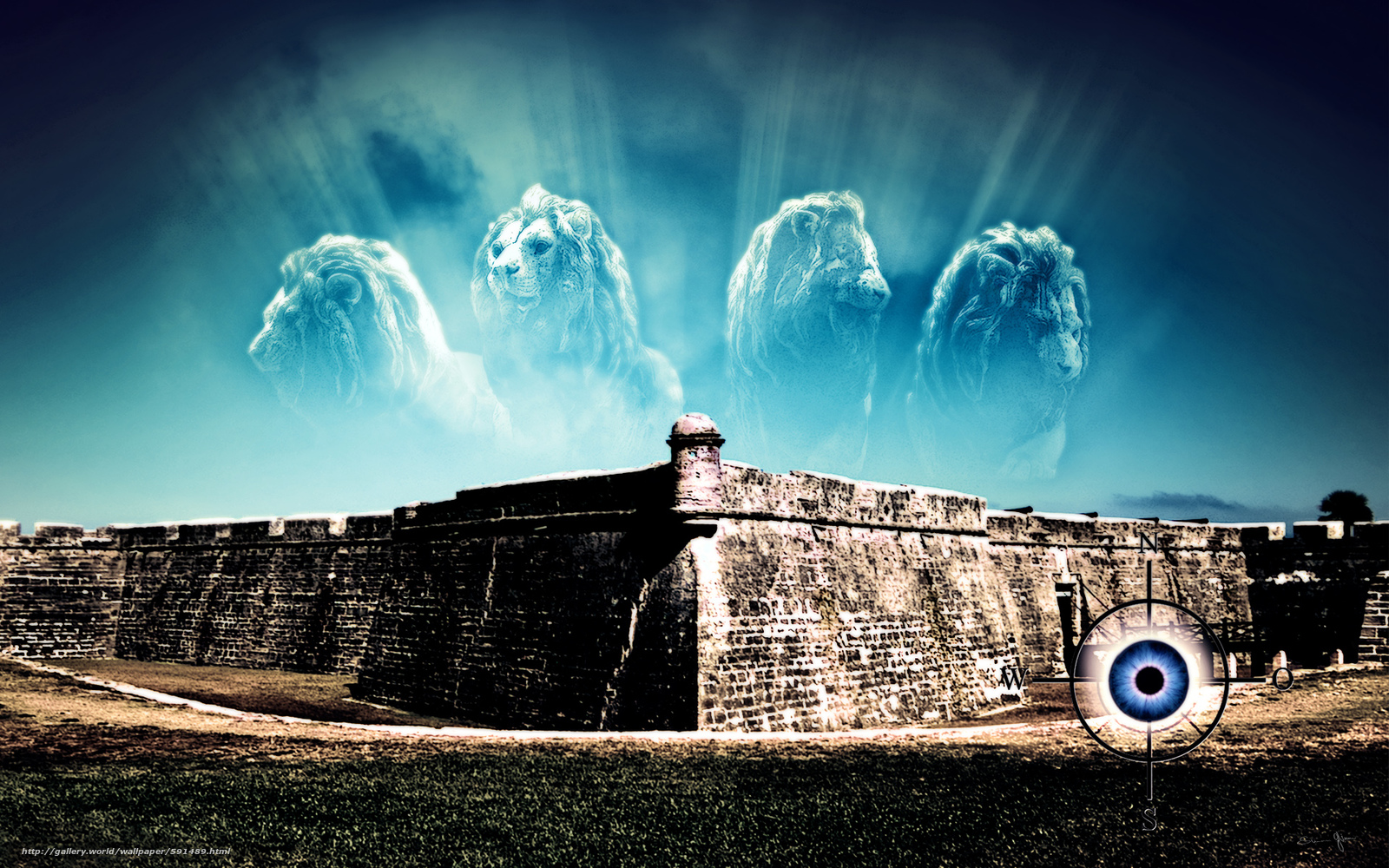 Download Wallpaper Fortress, Lions, 3d, Art Free Desktop - Descargar Imagenes De Leones En 3d - HD Wallpaper 
