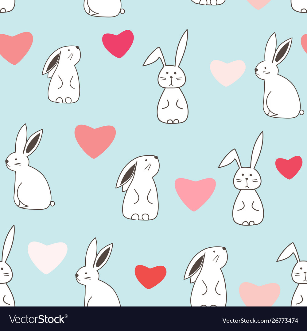 Cute Bunny Pattern Background - HD Wallpaper 
