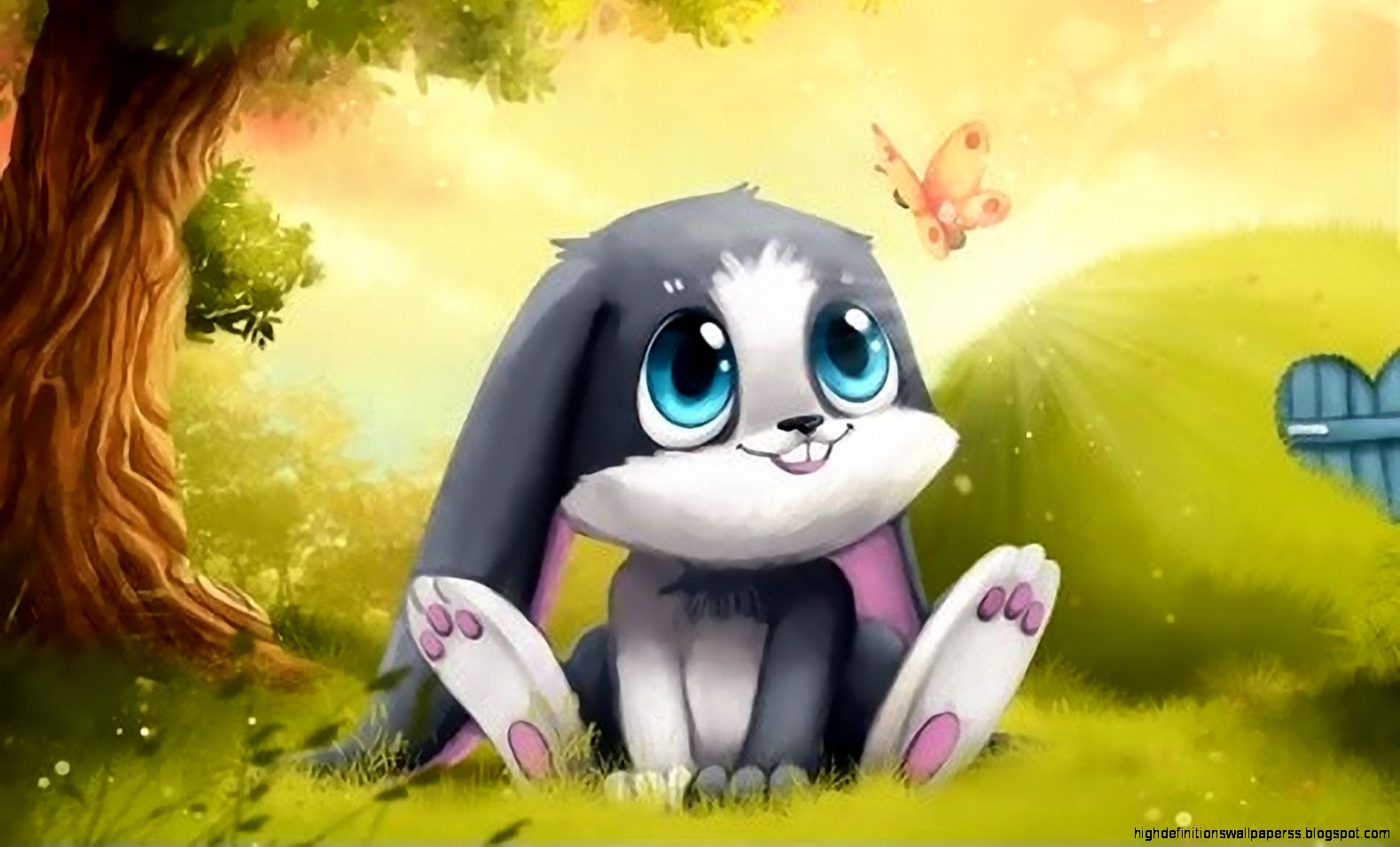 Cute Bunnies Artwork Id 152410 Buzzerg - Animated Animals - HD Wallpaper 