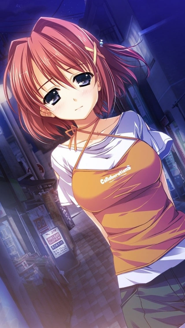 Iphone Wallpaper Cute Anime Girl, Short Hair, Street, - Anime Short Hair Girl - HD Wallpaper 