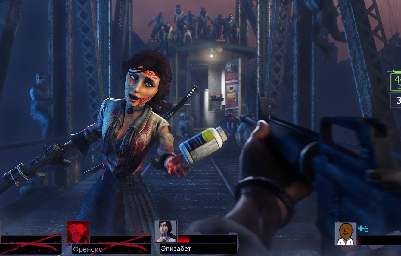 Photo Wallpaper Girl, Machine, Zombies, Medicine, Crossover, - Bioshock Left 4 Dead - HD Wallpaper 