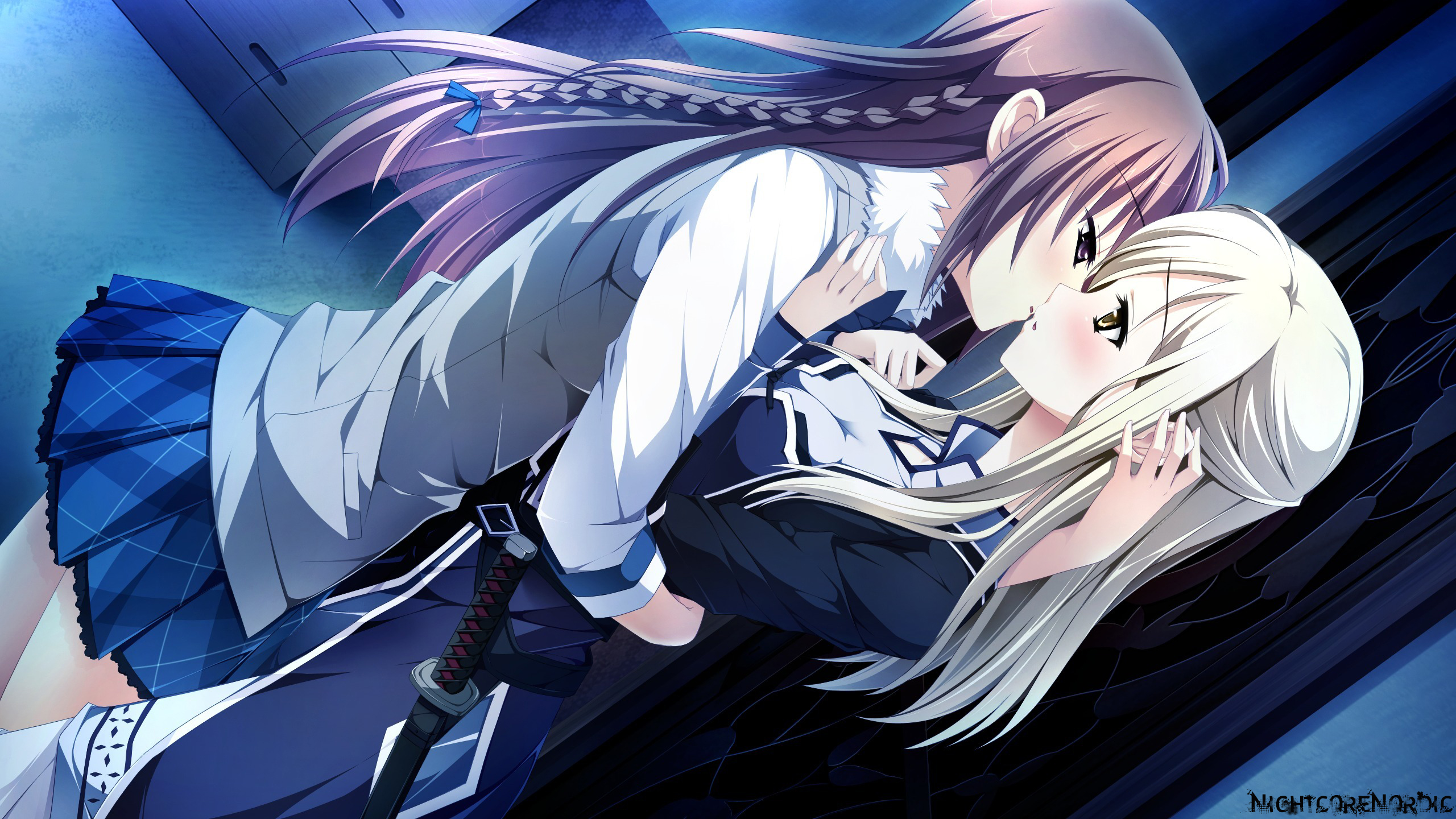 Upendo In The Dark - Anime Girls Kissing Anime Girls - 2560x1440 Wallpaper  