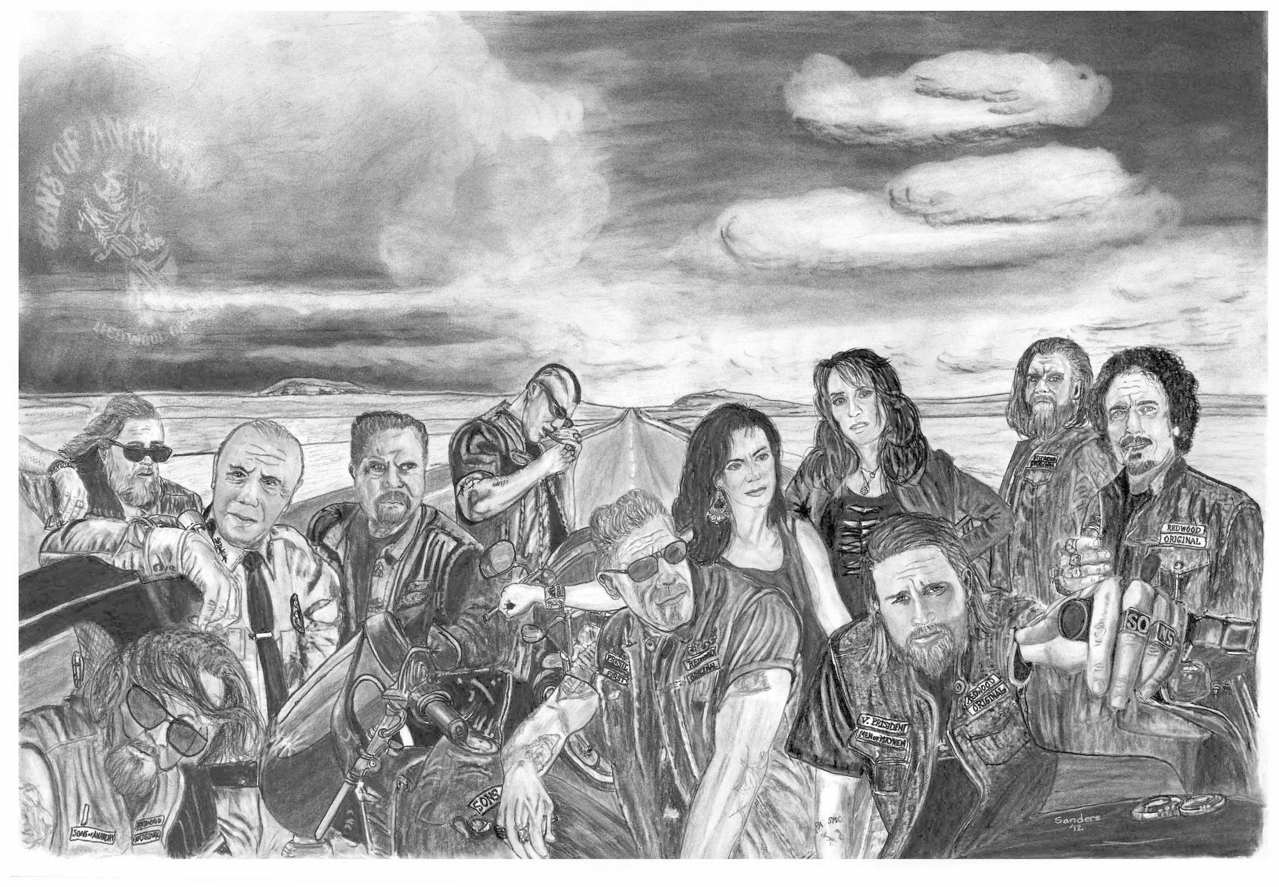 Samcro Wallpaper - Sons Of Anarchy Wallpaper Drawing - HD Wallpaper 