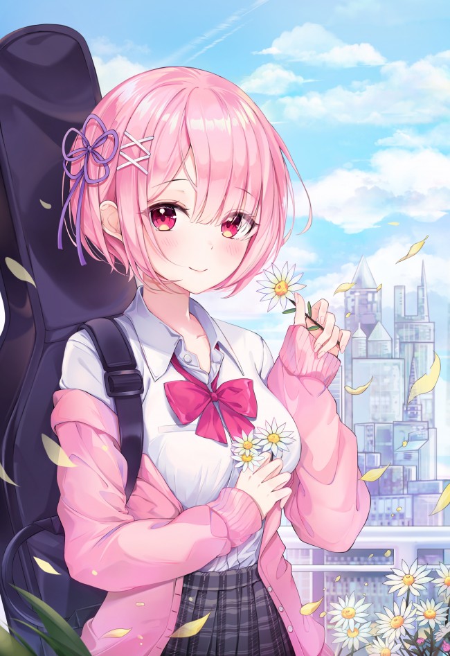 Zero Kara Hajimeru Isekai Seikatsu, Ram, Pink Hair, - Anime Girl Ram School - HD Wallpaper 