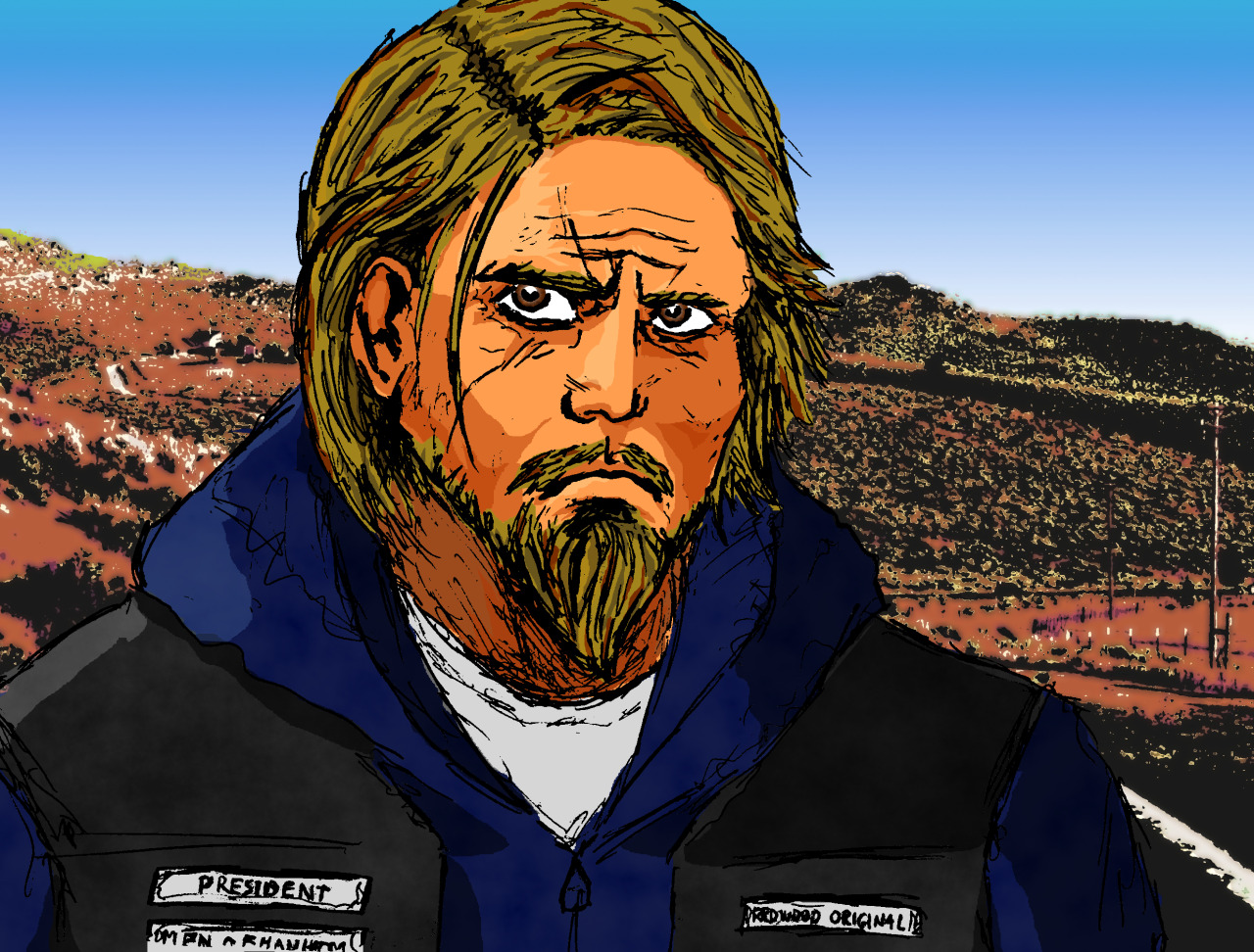 A Drawing And Colouring Of Jax Teller From Sons Of - Illustration - HD Wallpaper 