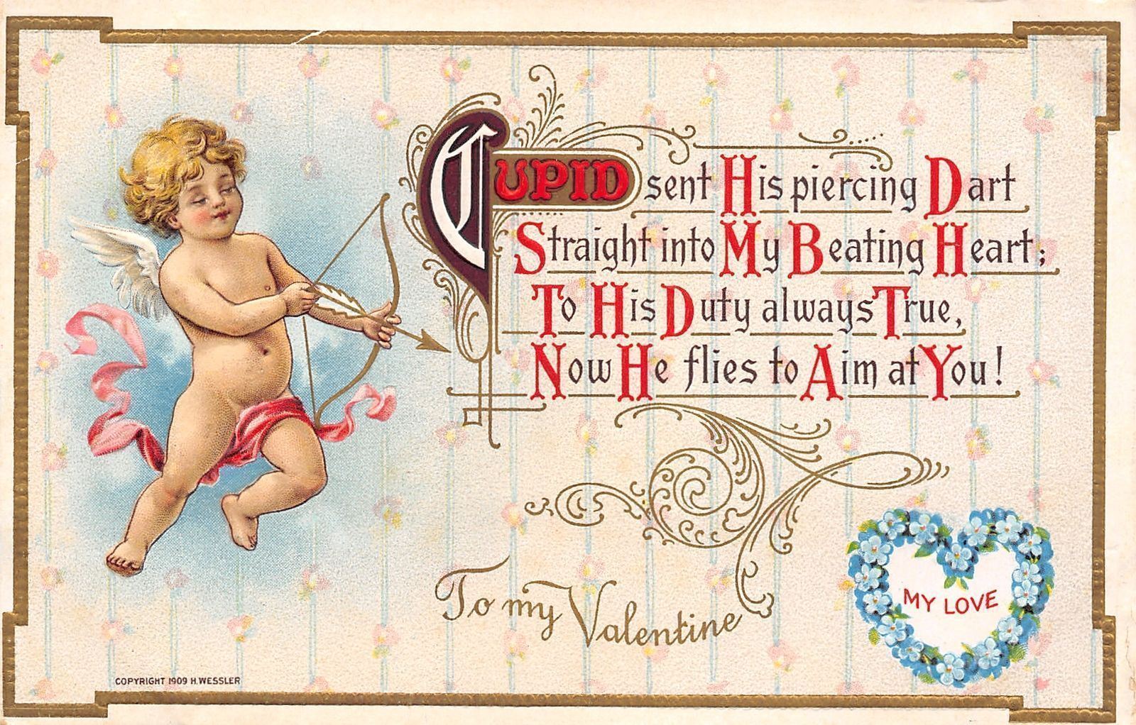 Valentine~cupid Sent Piercing Dart To Heart~wallpaper - Cross-stitch - HD Wallpaper 