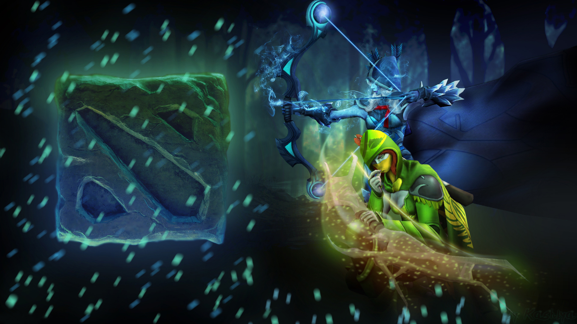 Drow Ranger Traxex And Windranger Lyralei Dota 2 Game - Dota 2 Wallpaper Windranger - HD Wallpaper 