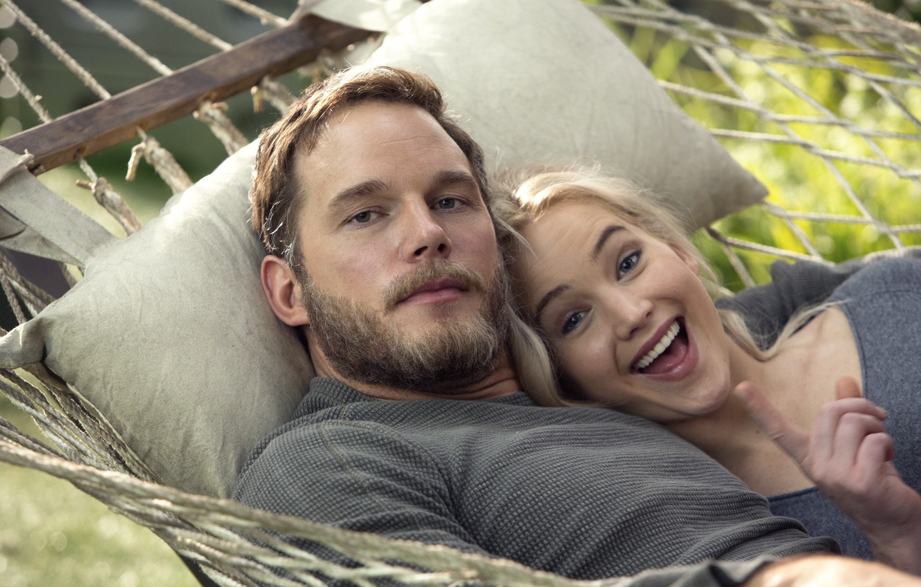 Photo Wallpaper Passengers, Jennifer Lawrence, Jennifer - Jennifer Lawrence Chris Pratt On Set - HD Wallpaper 