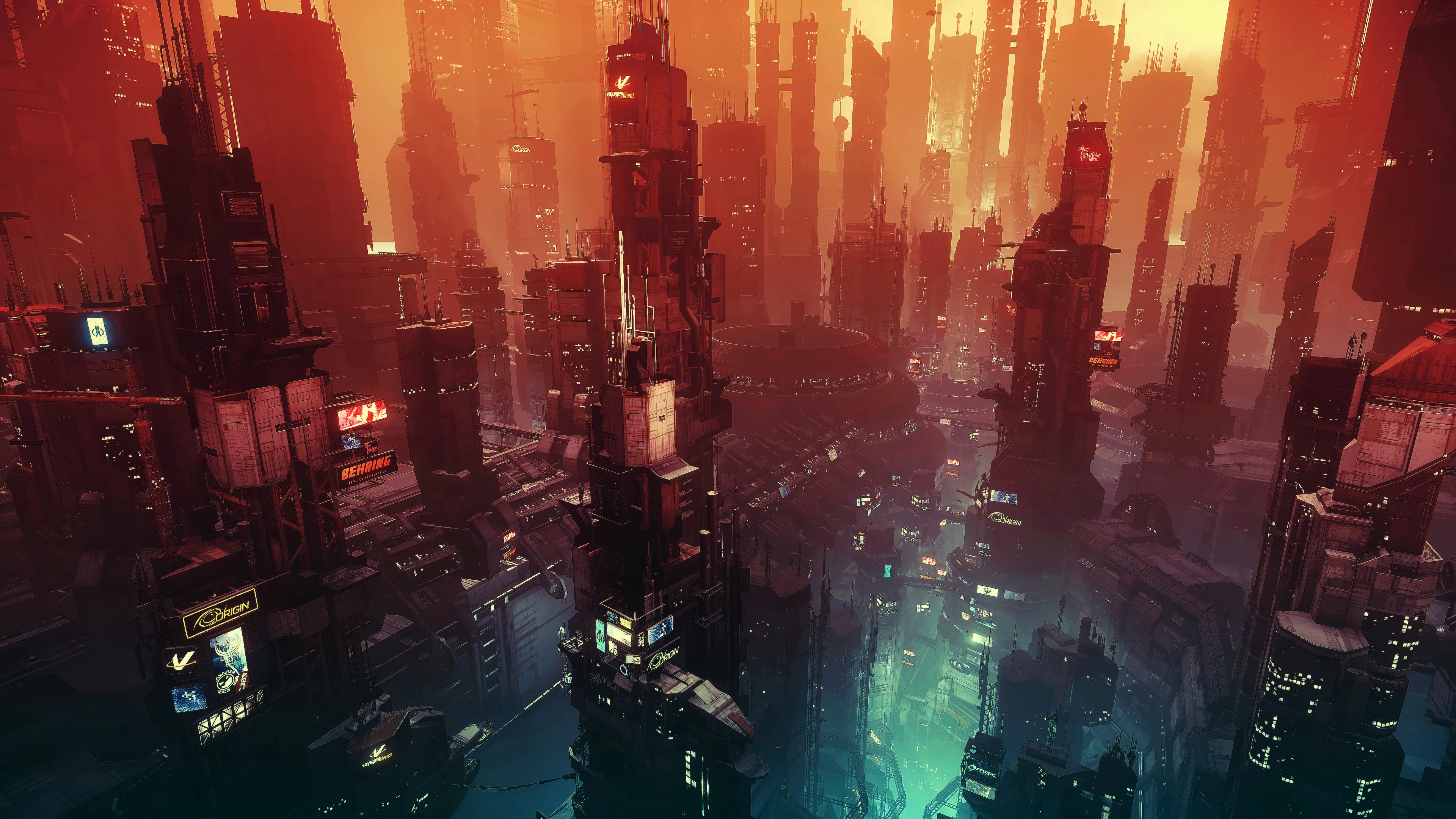 Futuristic City, Skyscrapers, Towers, Cyberpunk, Sci-fi, - HD Wallpaper 
