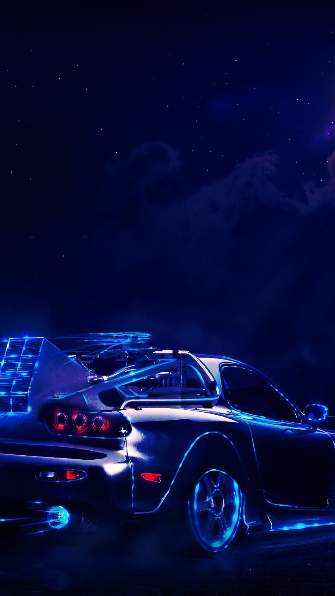 Mazda Rx-7, Car, Dark, Back To The Future, Movie, Art, - Neon Back To The Future - HD Wallpaper 