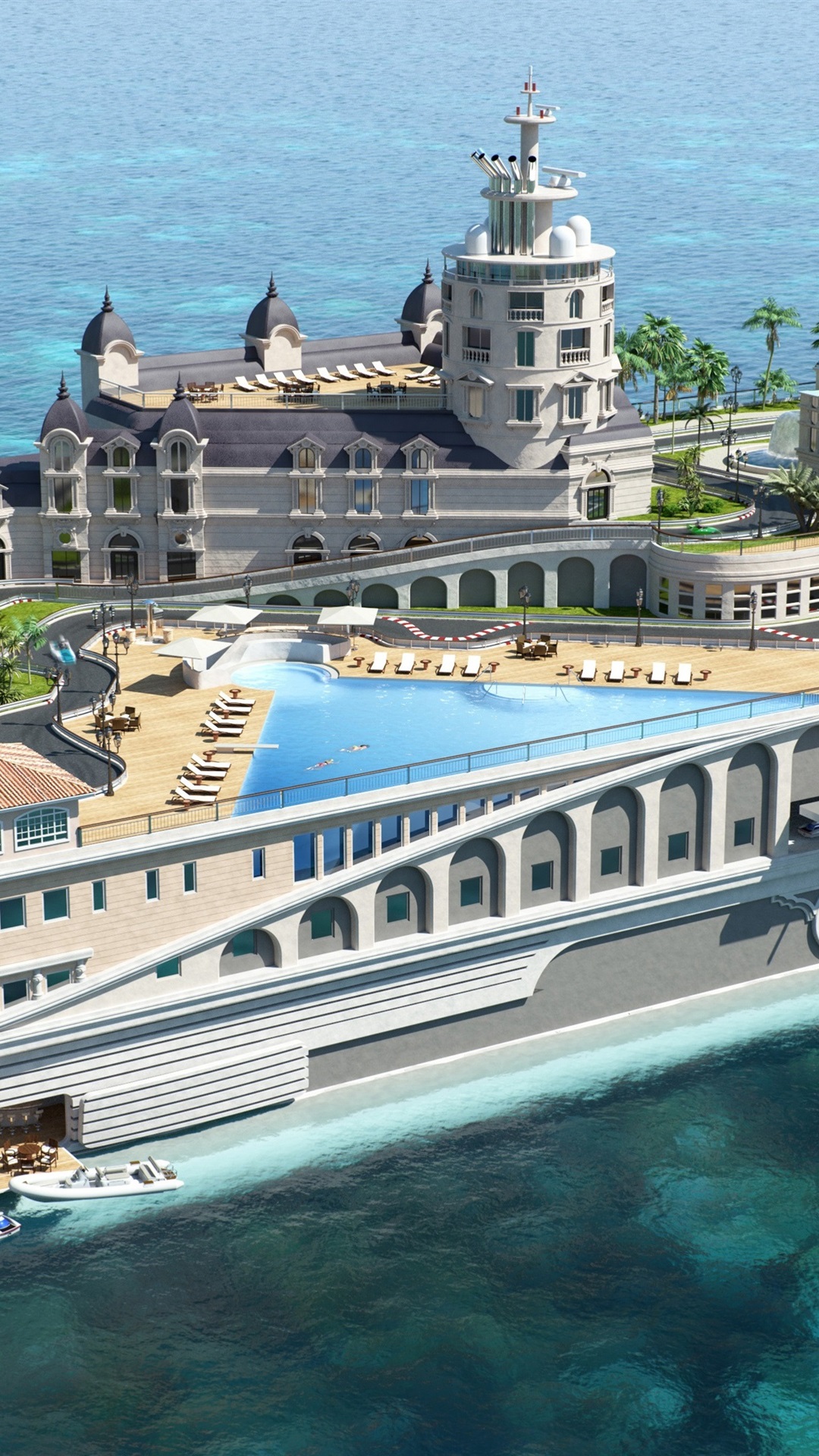 Iphone Wallpaper Superyacht, Yacht-island, Sea, Futuristic - Street Of Monaco Yacht - HD Wallpaper 