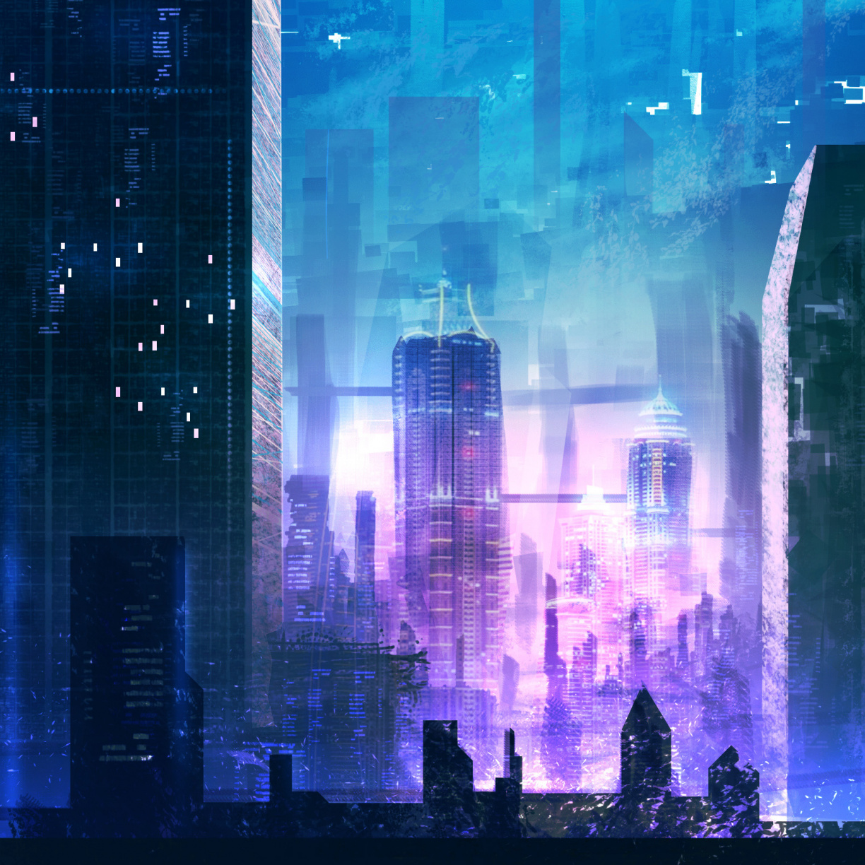 Futuristic City, Buildings, Night, Digital Art, Wallpaper - Futuristic City Wallpaper Samsung - HD Wallpaper 