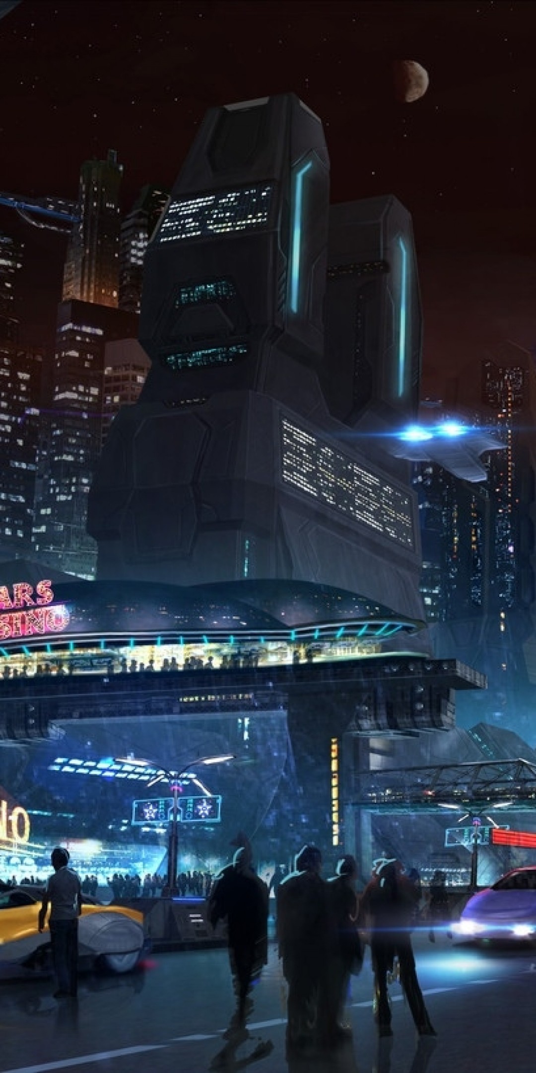 Futuristic City, Cyberpunk, Skyscrapers, People - 1080 X 2246 Wallpaper Cyberpunk - HD Wallpaper 