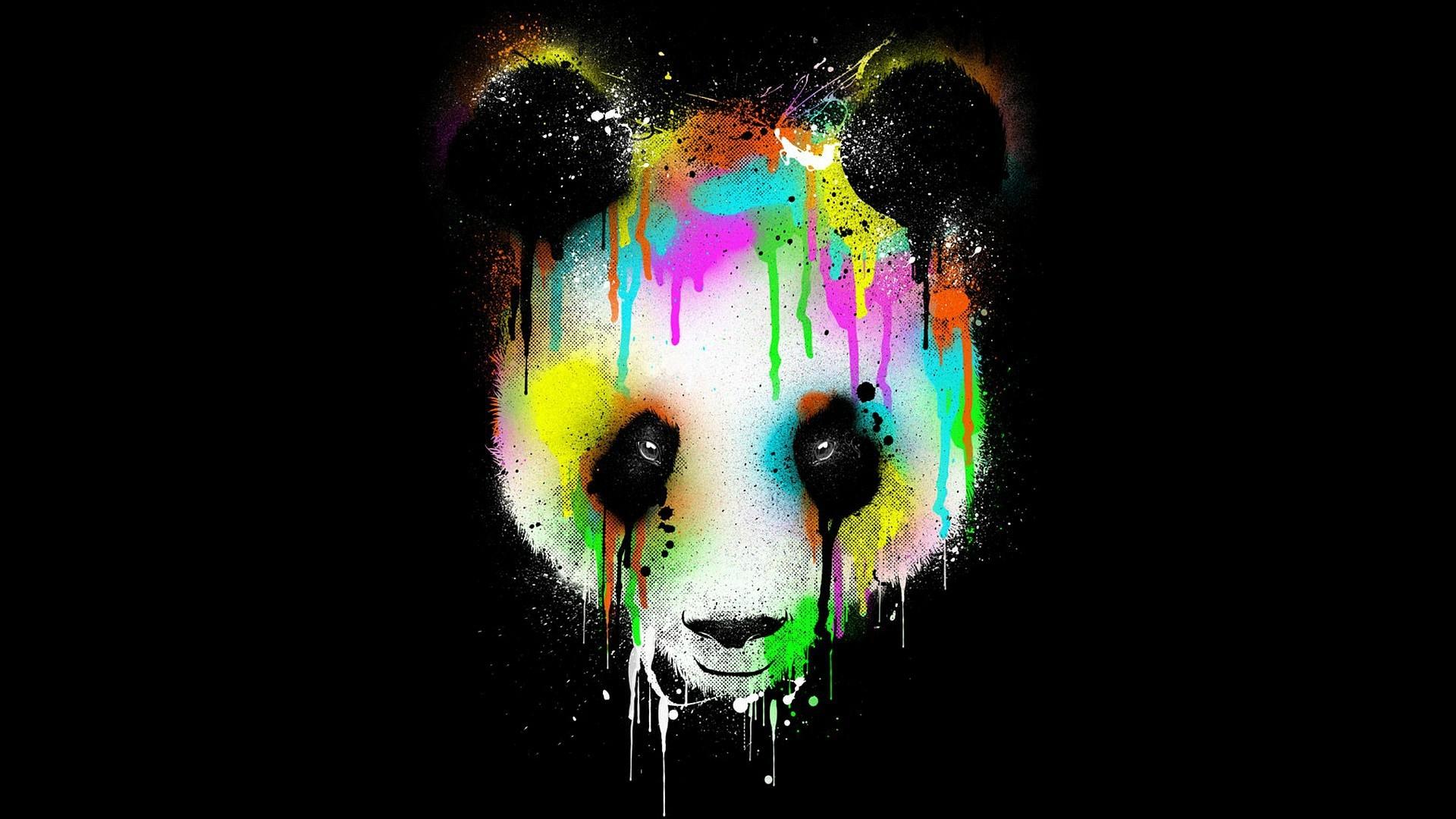 Colorful Panda Face - Cool Wallpapers Panda - HD Wallpaper 