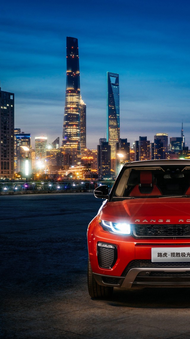 Range Rover Evoque, Red, Town, Night - Range Rover Evoque Hd Wallpaper For Mobile - HD Wallpaper 