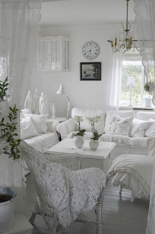 All White Shabby Chic Living Room - White Living Room Ideas Shabby Chic - HD Wallpaper 