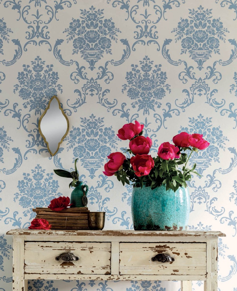 Ornament Tapete Weiß Blau - HD Wallpaper 