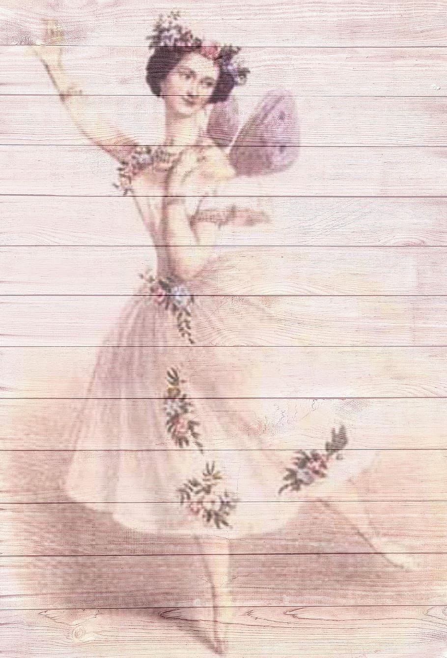 Woman Dancing Painting, On Wood, Vintage, Shabby Chic, - Maria Taglioni La Silfide - HD Wallpaper 