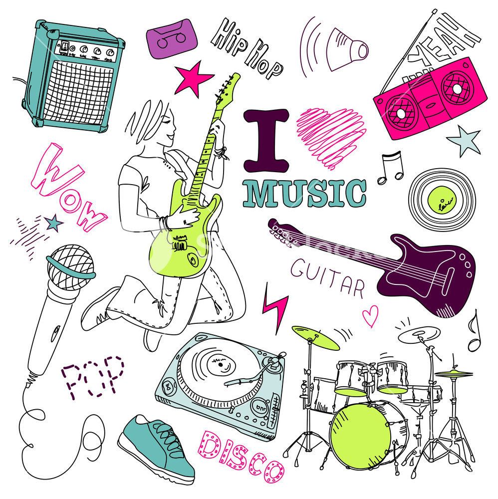 Music Clipart Collage - HD Wallpaper 