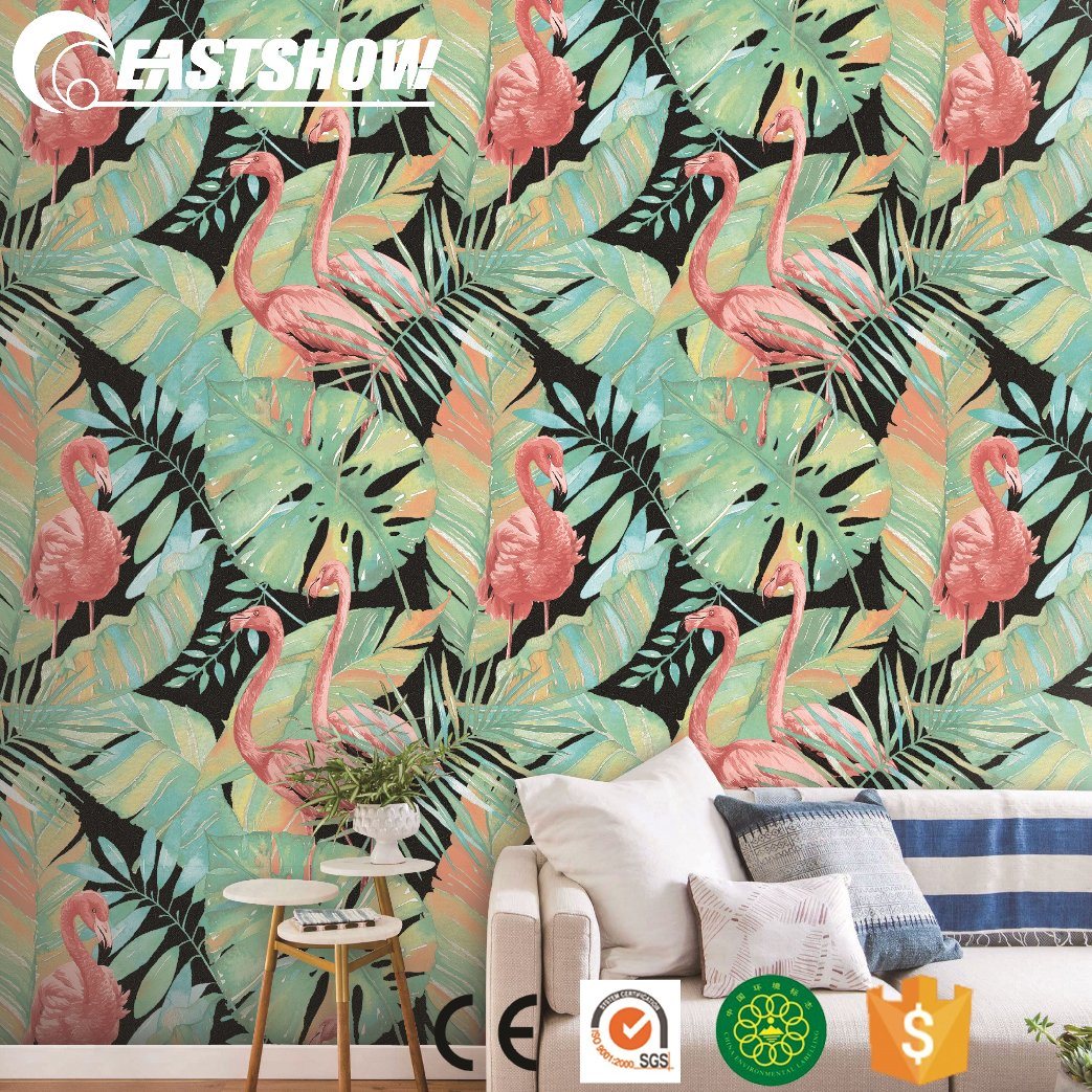 High Quality Cheap 3d Vinyl Flamingo Wallpaper For - Flamingo Wallcoverings - HD Wallpaper 