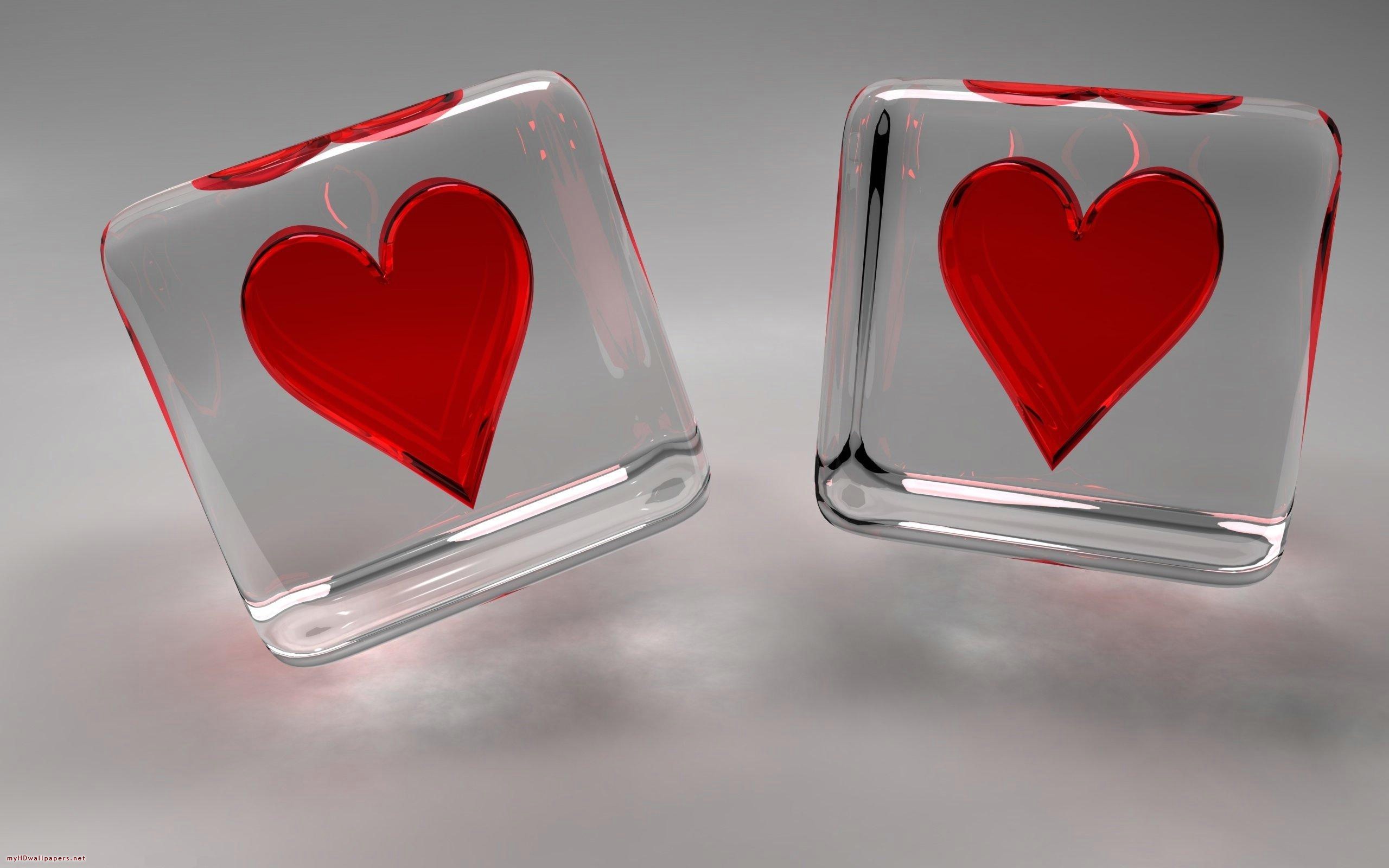 Love Romantic Double Heart - HD Wallpaper 