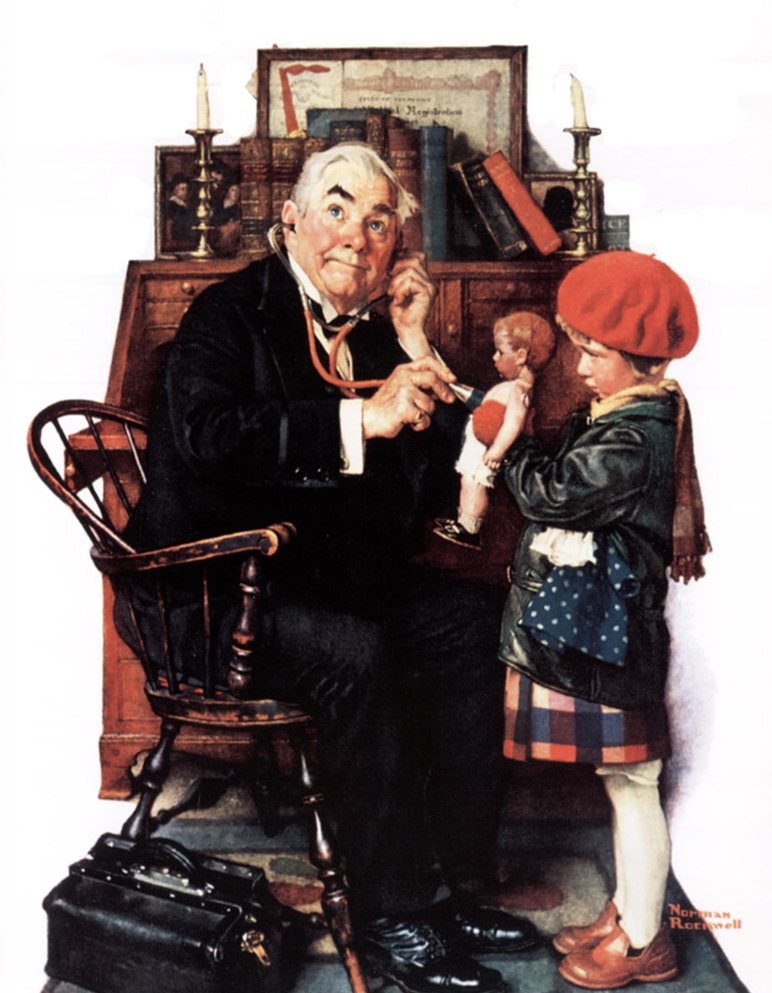 Norman Rockwell Art Paintings Wallpaper - Norman Rockwell Doctor And Doll 1929 - HD Wallpaper 