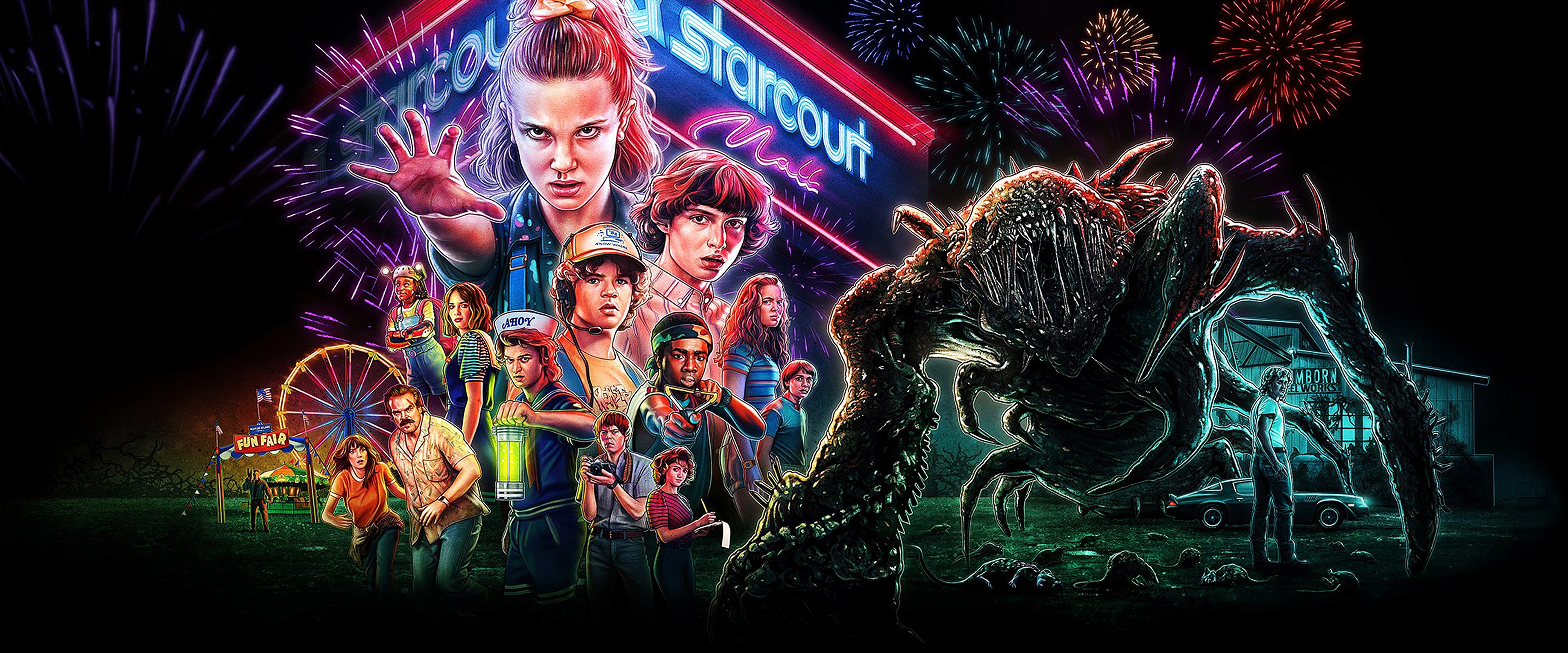 Stranger Things, Season 3, Characters, Poster, 4k, - Stranger Things Season 3 Wallpaper Desktop - HD Wallpaper 