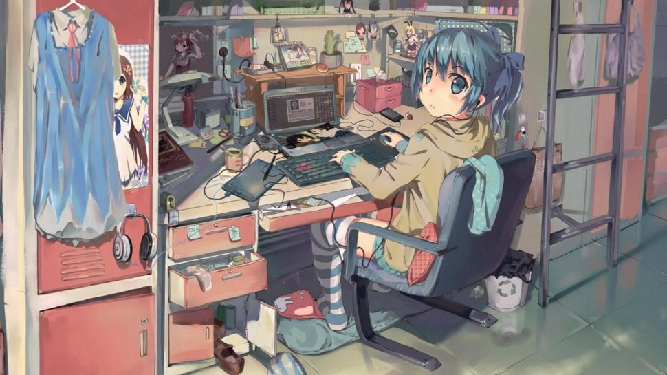 Anime Girls, Dormitory, Laptop Wallpaper,anime Girls - Laptop Wallpaper Anime Girl Hd - HD Wallpaper 