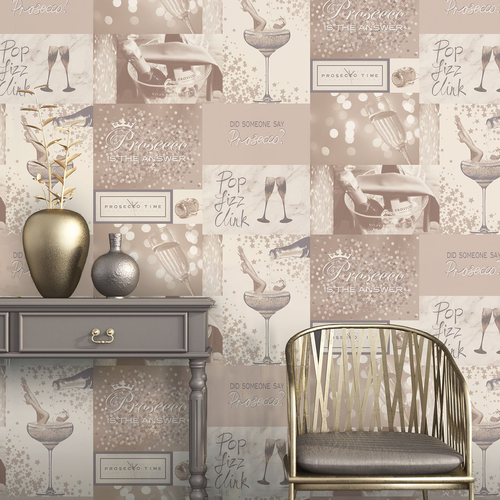 Collage Tapete Kinder Erwachsene Floral Shabby Chic - Pink And Silver Feature Wall - HD Wallpaper 